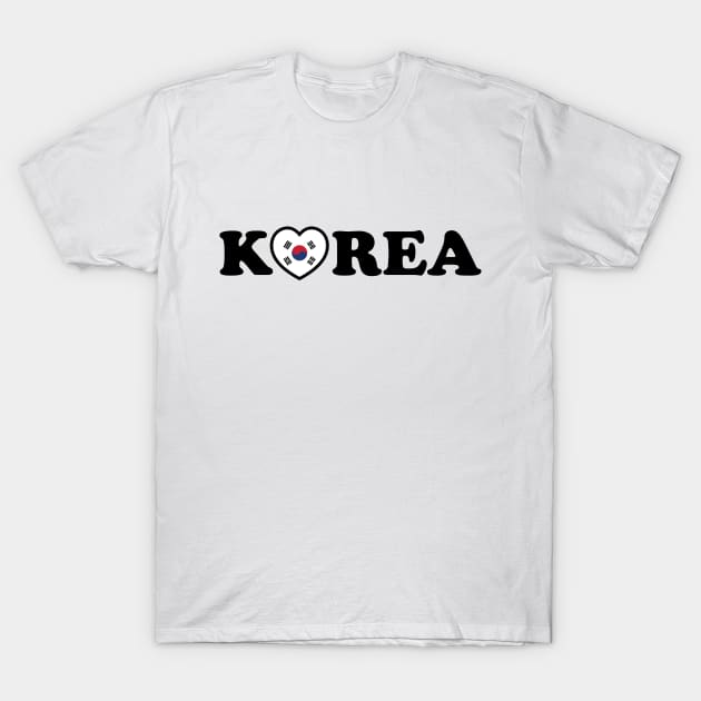 Korea Love Heart Flag T-Shirt by tinybiscuits